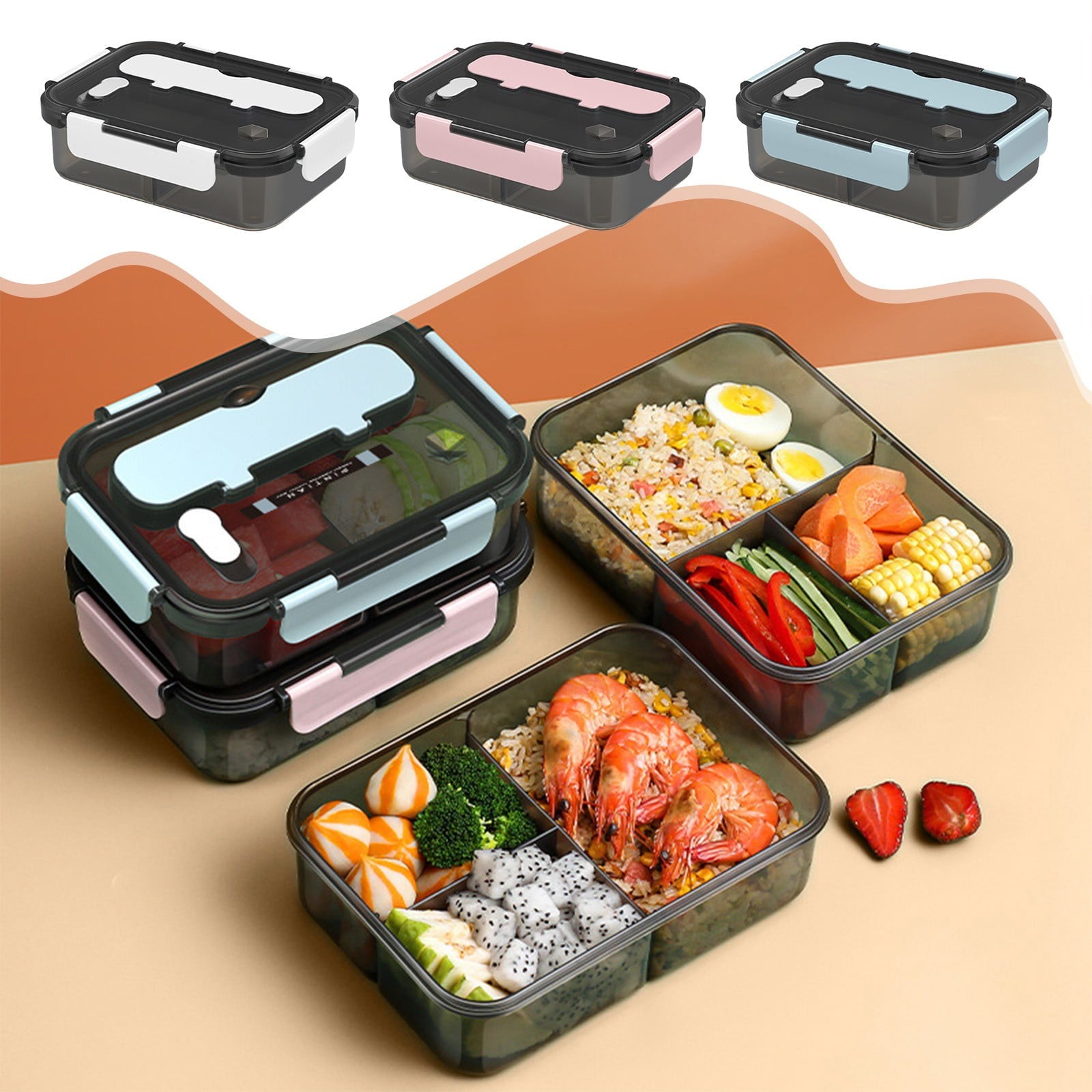 Xuniizn Bento Box Adult Lunch Box, Containers for Adults Men Women, Lunchable Food Container with Utensils, Sauce Jar, Muffin Liners, Microwave & Dishwasher Safe White#1