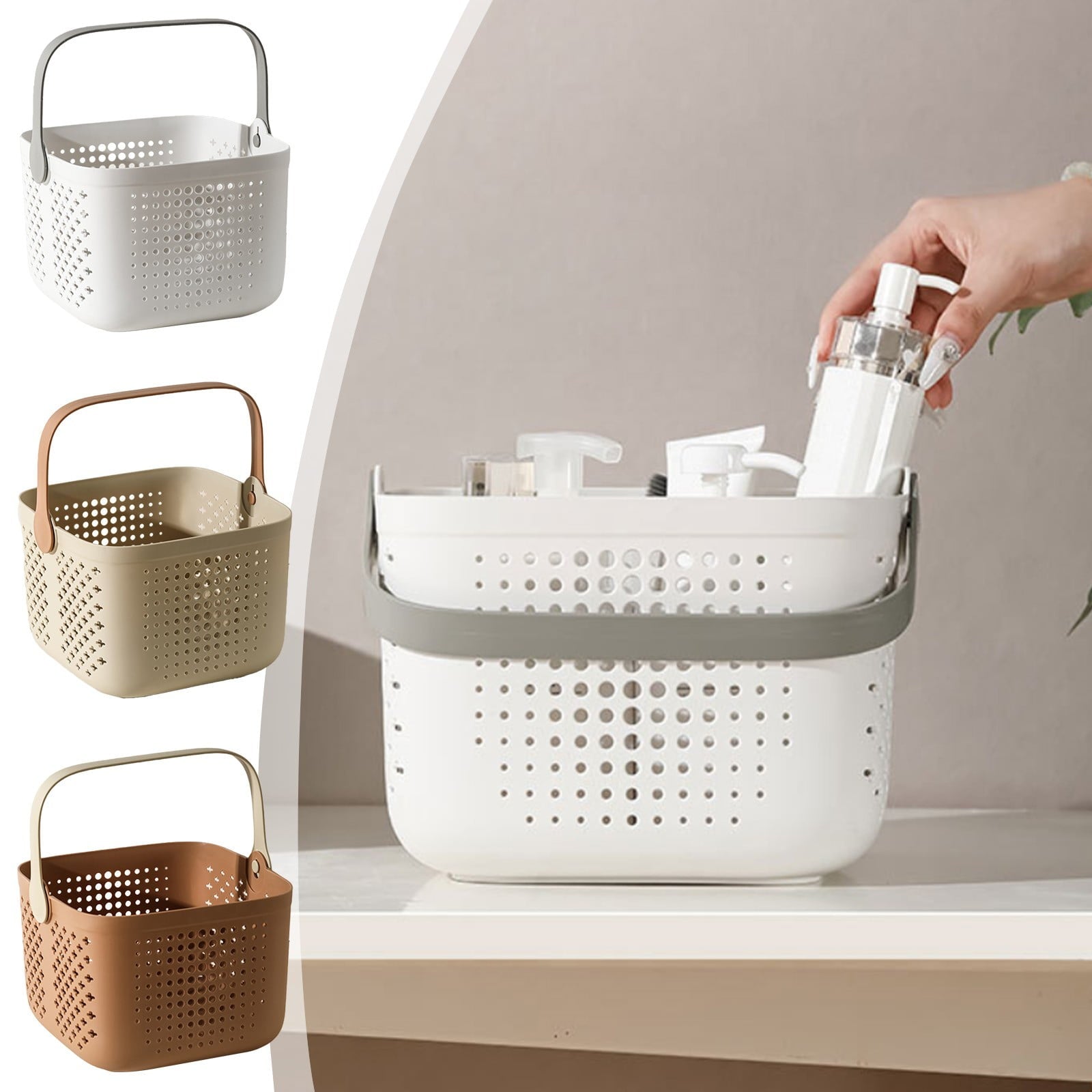 Xuniizn Plastic Shower Caddy Portable Bucket, Cleaning Shower Basket with Handle Compartments Storage Organizer for Bathroom Kitchen College Dorm Sink A