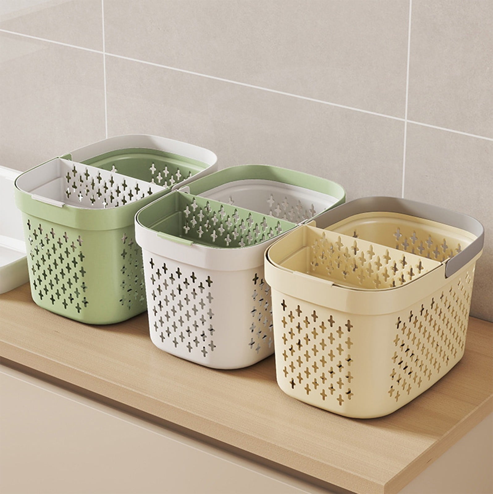 Xuniizn Plastic Shower Caddy Portable Bucket, Cleaning Shower Basket with Handle Compartments Storage Organizer for Bathroom Kitchen College Dorm Sink F