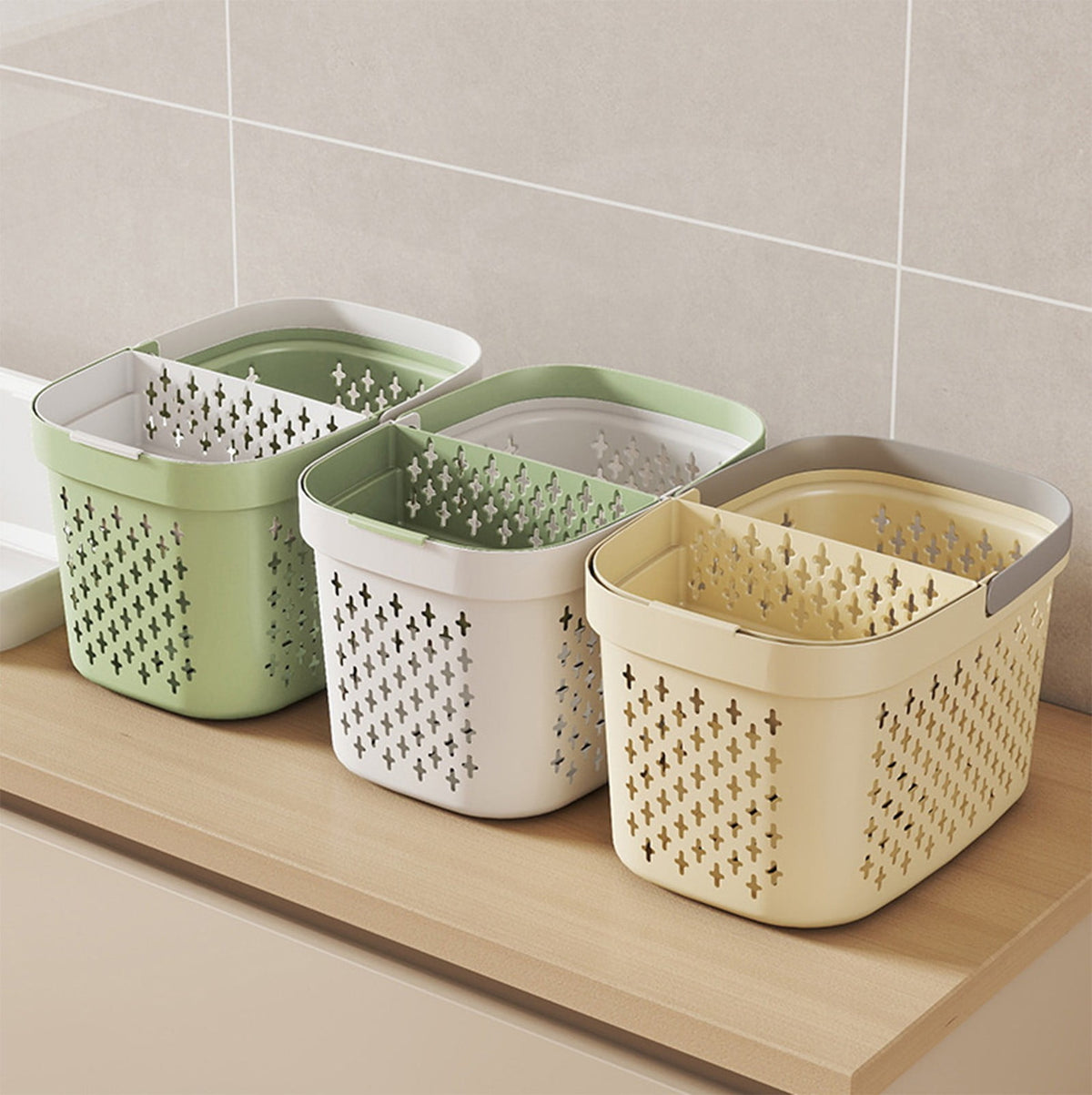 Xuniizn Plastic Shower Caddy Portable Bucket, Cleaning Shower Basket with Handle Compartments Storage Organizer for Bathroom Kitchen College Dorm Sink F