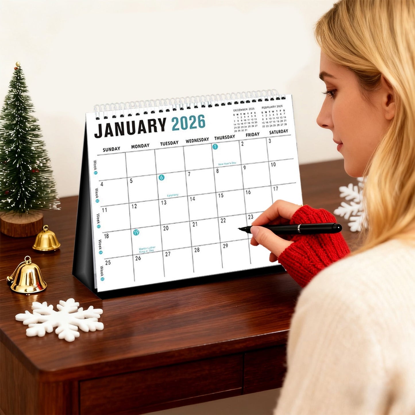 Dmlowu 2026 Desk Calendar - 8x10 inch Desk Calendar 2026-2027, 12 Months Desk Calendar Runs From January 2026 To December 2026, Exquisite Desk Calendar 2026 Q