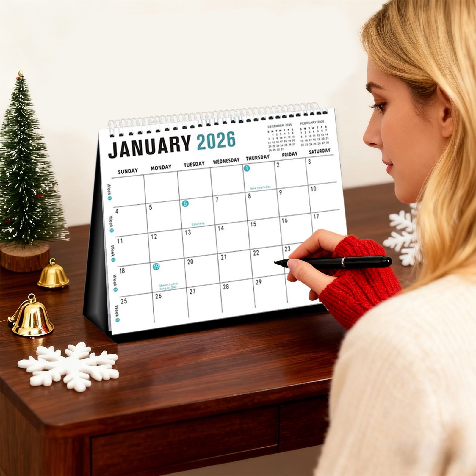 Dmlowu 2026 Desk Calendar - 8x10 inch Desk Calendar 2026-2027, 12 Months Desk Calendar Runs From January 2026 To December 2026, Exquisite Desk Calendar 2026 Q