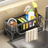 PALIFEUR Sponge Holder for Kitchen Sink, Kitchen Sink Organizer Rustproof 304 Stainless Steel Detachable Dishcloth Rack Sink Caddy, Kitchen Sponge Holder Bathroom Organizer Brush Holder Storage Gray