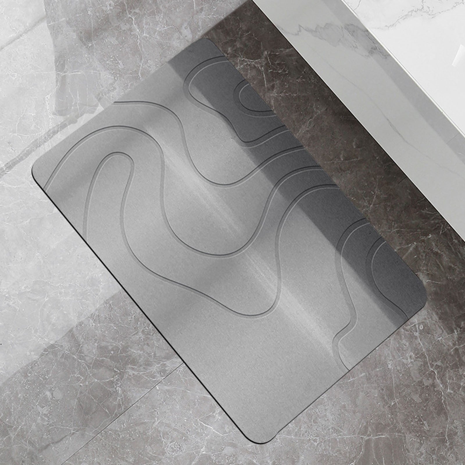 PALIFEUR Stone Bath Mat, 16x24" Quick Drying Diatomaceous Earth Bath Mat Super Absorbent Non Slip Stone Bath Mats Washable Rug for Bathroom Floor Kitchen Shower, Dark Gray