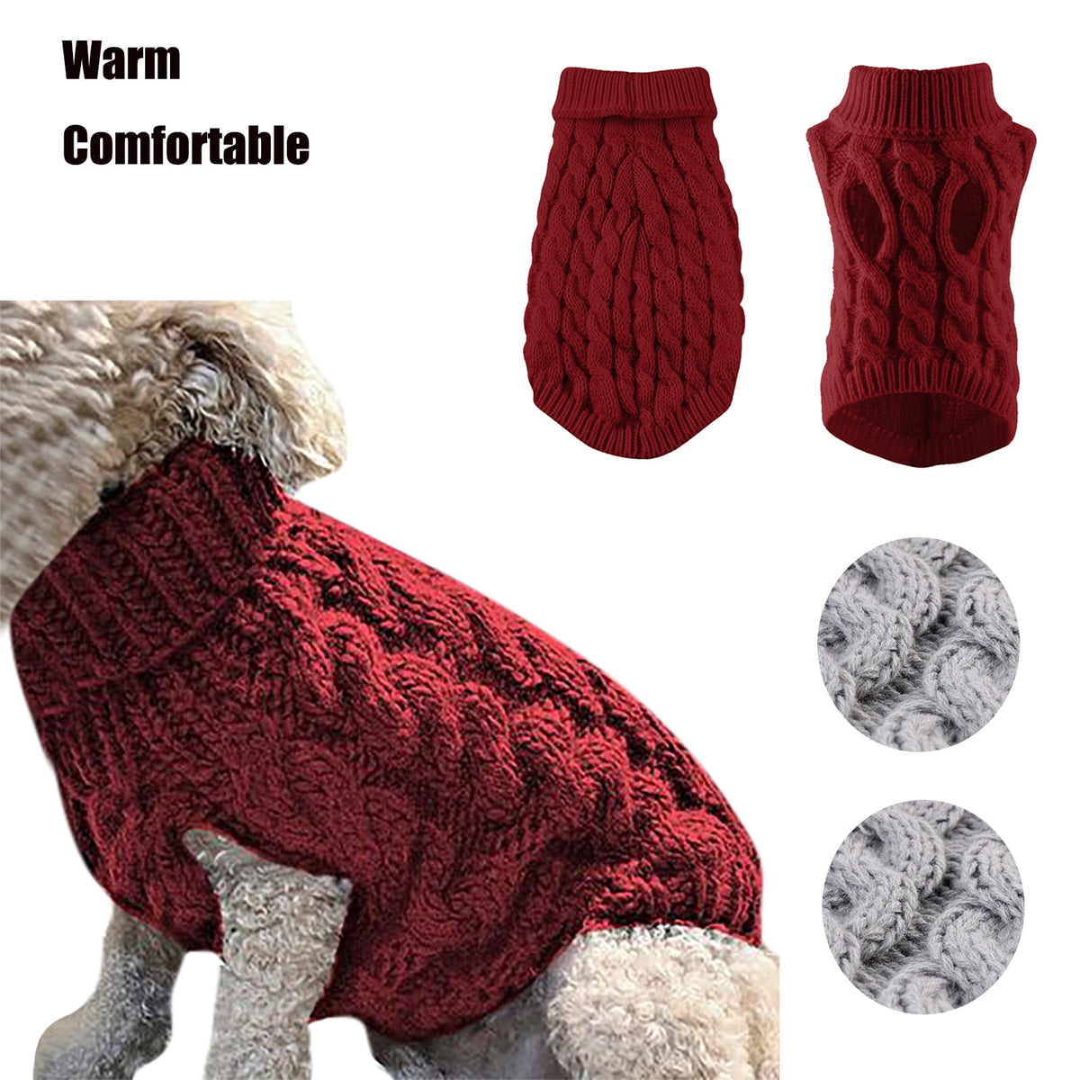 Xuniizn Dog Sweater for Small Medium Dogs, Warm Comfortable Winter Pet Clothes, Cute Knitted Sleeveless Pet Sweaters for Puppies, Cats, Dog Apparel & Accessories L Red
