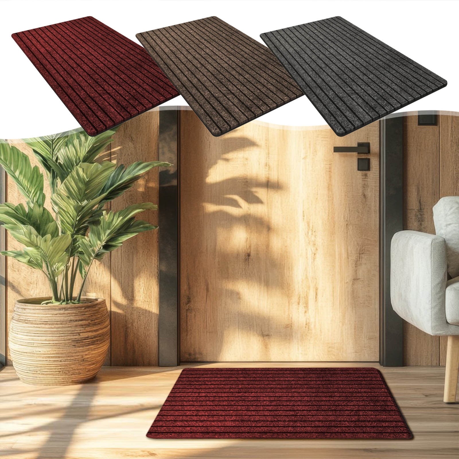 PALIFEUR Durable Welcome Mat, 16x24" Non-Slip Heavy Duty Door Mat For Entrance Washable Quick-drying Floor Mats Front Door Mat for Outside Entrance Floor Home Decor Gray