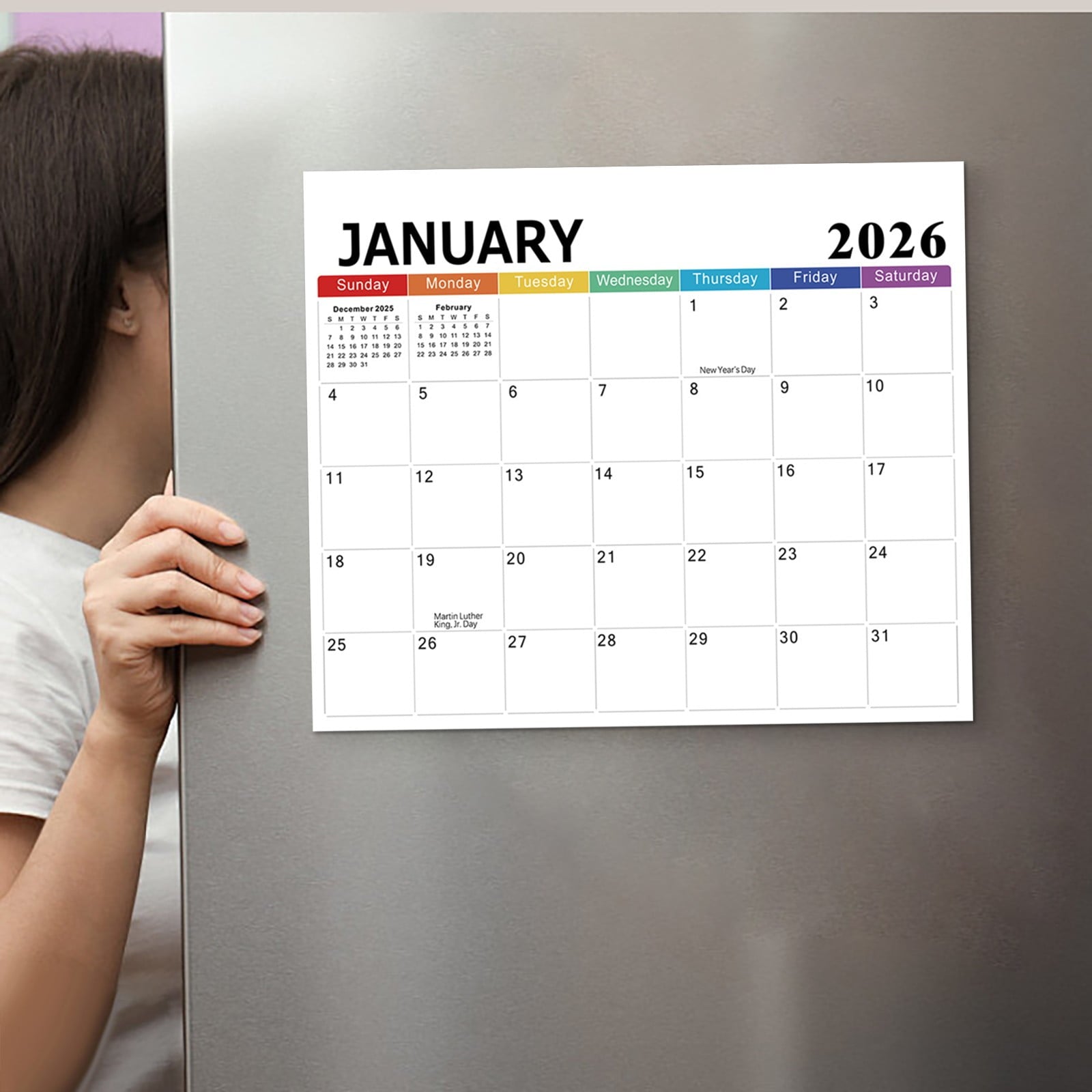 Tyidzon Magnetic Calendar for Refrigerator 2026-2027, 12x10" 18 Month Runs Monthly Fridge Calendar Magnet from Jan 2026 to Jun 2027 for Home School Office A