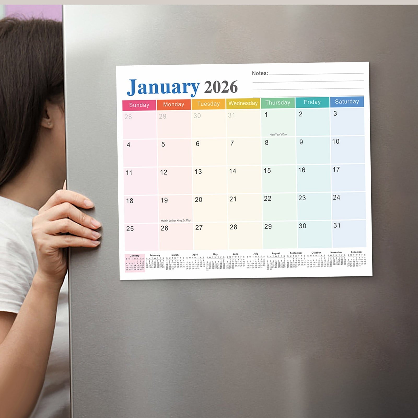Tyidzon Magnetic Calendar for Refrigerator 2026-2027, 12x10" 18 Month Runs Monthly Fridge Calendar Magnet from Jan 2026 to Jun 2027 for Home School Office B