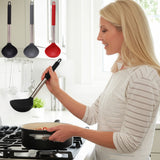 Tyidzon Kitchen Soup Ladle, Heat Resistant Silicone Ladle Lightweight Non Stick Kitchen Tools Spoons for Cooking, Stirring, Serving Soups(Red, 12") Black