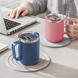 Insulated Coffee Mug with Handle & Lid - 17oz Stainless Steel Travel Tumbler, Double Wall Vacuum (Black) by PALIFEUR 12_【Travel Must-Have】 Car Cup Holder Leak-Proof Coffee Tumbler