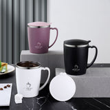 Insulated Coffee Mug with Handle & Lid - 17oz Stainless Steel Travel Tumbler, Double Wall Vacuum (Black) by PALIFEUR 18_【Birthday Gift】 Custom Engraved Coffee Mug