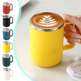 Insulated Coffee Mug with Handle & Lid - 17oz Stainless Steel Travel Tumbler, Double Wall Vacuum (Black) by PALIFEUR 21_【Price Drop】 Now Available at a Reduced Price!