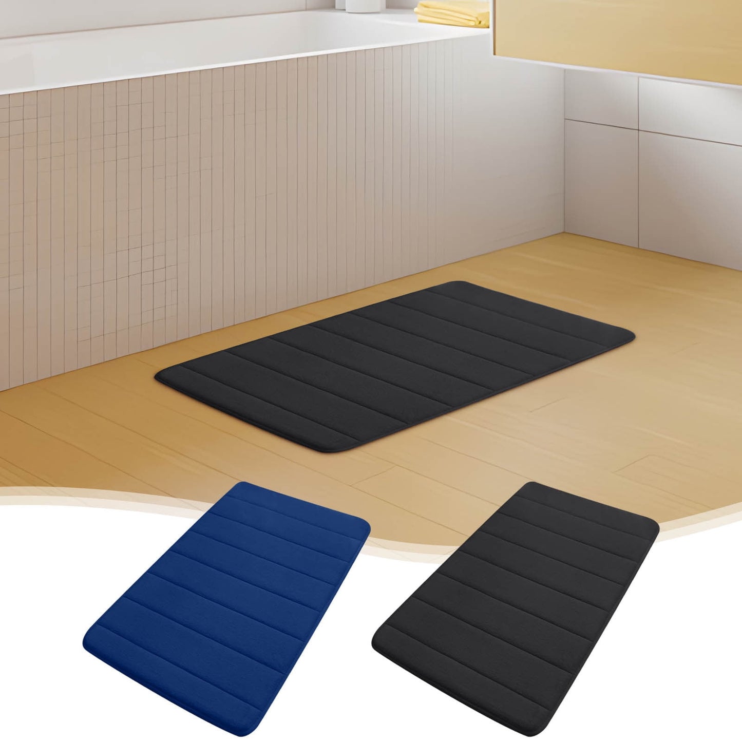Memory Foam Bath Mat with Cobblestone Design, Super Soft & Quick-Dry Bathroom Rugs, Machine Washable Non-Slip Absorbent Floor Mat for Bathroom Shower Tub, 16x24 Inch by PALIFEUR B