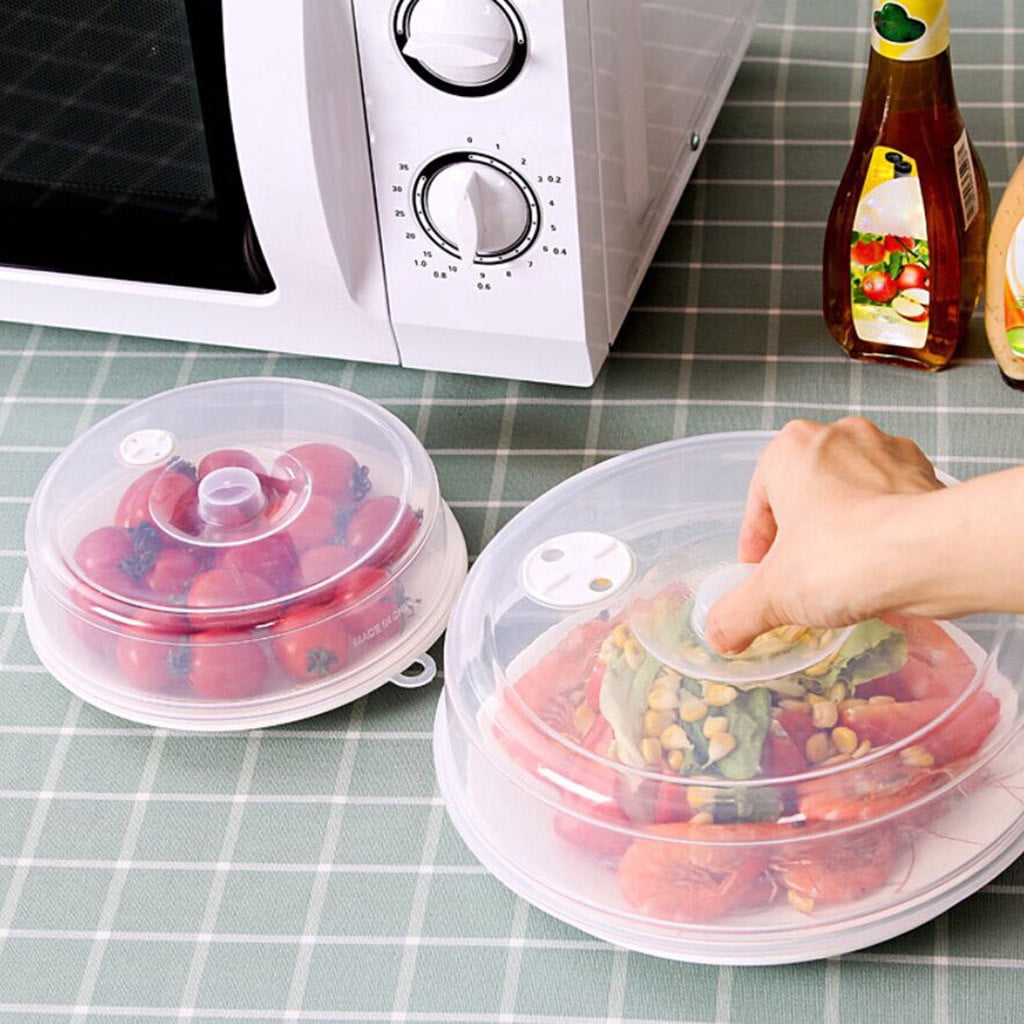 Danhjin 2PCS Microwave Splatter Cover for Food,Clear Like Glass Microwave Splash Guard Cooker lid,Dish bowl Plate Serving Cover with Steam Vent,BPA-Free,Saft