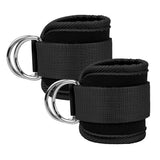 Billbianc Adjustable Polyester Ankle Straps for Cable Machine Kickbacks (2 Pack) Black