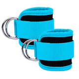 Billbianc Adjustable Polyester Ankle Straps for Cable Machine Kickbacks (2 Pack) Blue