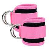 Billbianc Adjustable Polyester Ankle Straps for Cable Machine Kickbacks (2 Pack) Pink