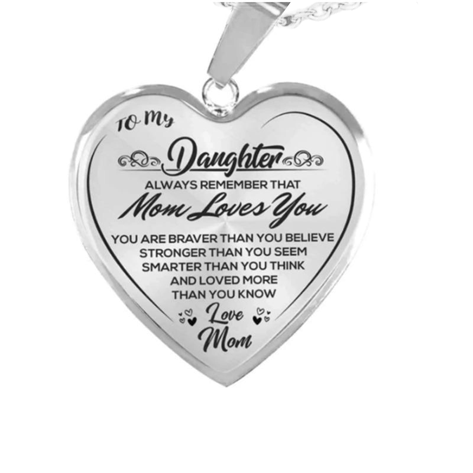clearance under $5 LSLJS To My Daughter Stainless Steel Necklace Heart Lettering Peach Heart Pendant Necklace Jewelry Gifts for Daughter Silver