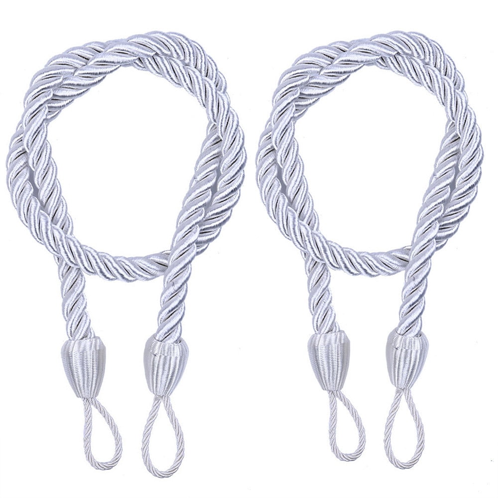 LSLJS Curtain Tiebacks Clearance Under $5! Curtain Holdbacks, 2PCS Curtain Tie Backs for Curtains, Ropes Tie Backs for Curtain Cord Buckle Tiebacks Tie Backs Beige White