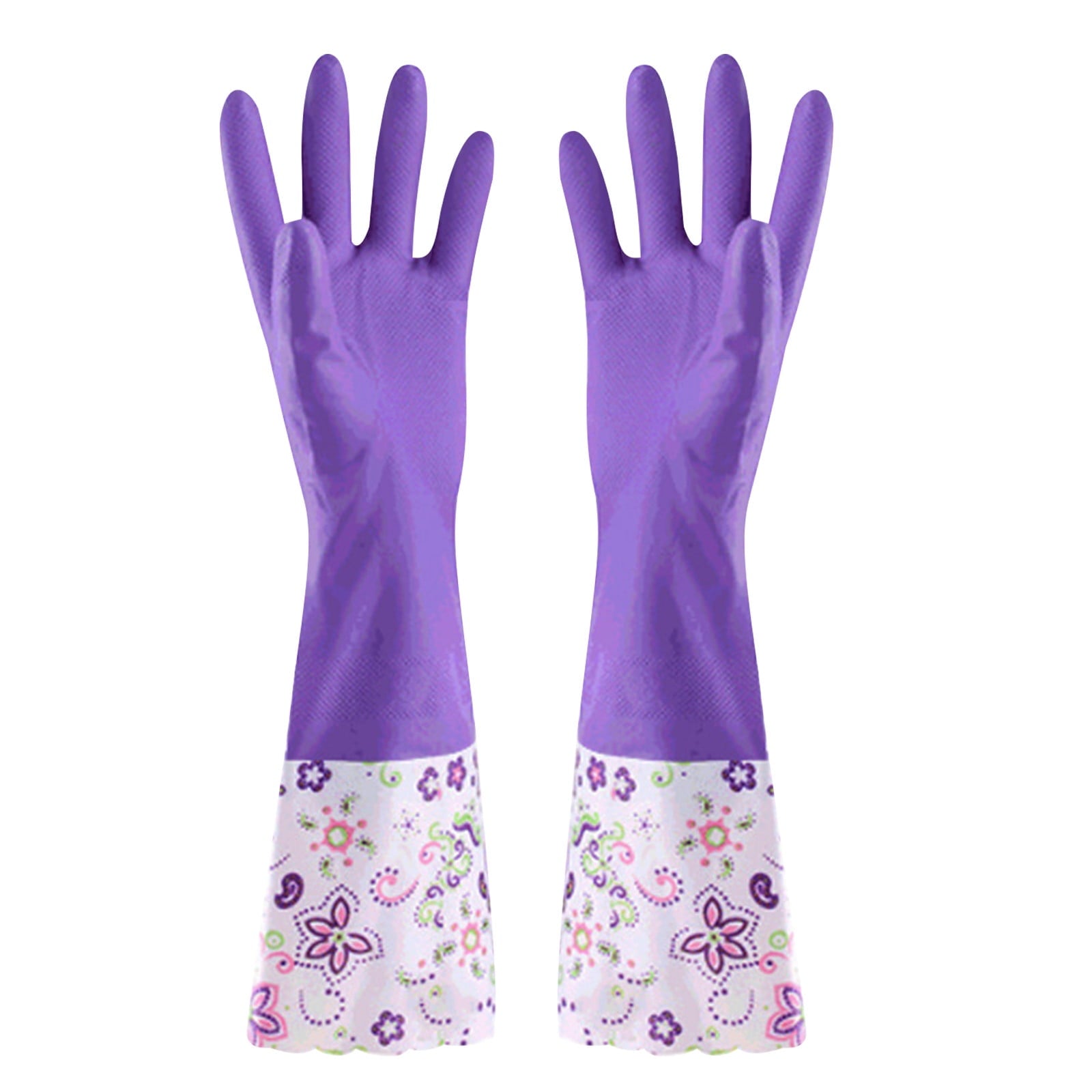 LSLJS Rubber Gloves, Cleaning Gloves, Dishwashing Gloves, Kitchen Gloves for Washing Dishes, Household Reusable Gloves for Cleaning, Dishwasher Safe Flower Print Dish Gloves Medium Pink On Clearance M ABlue-plush