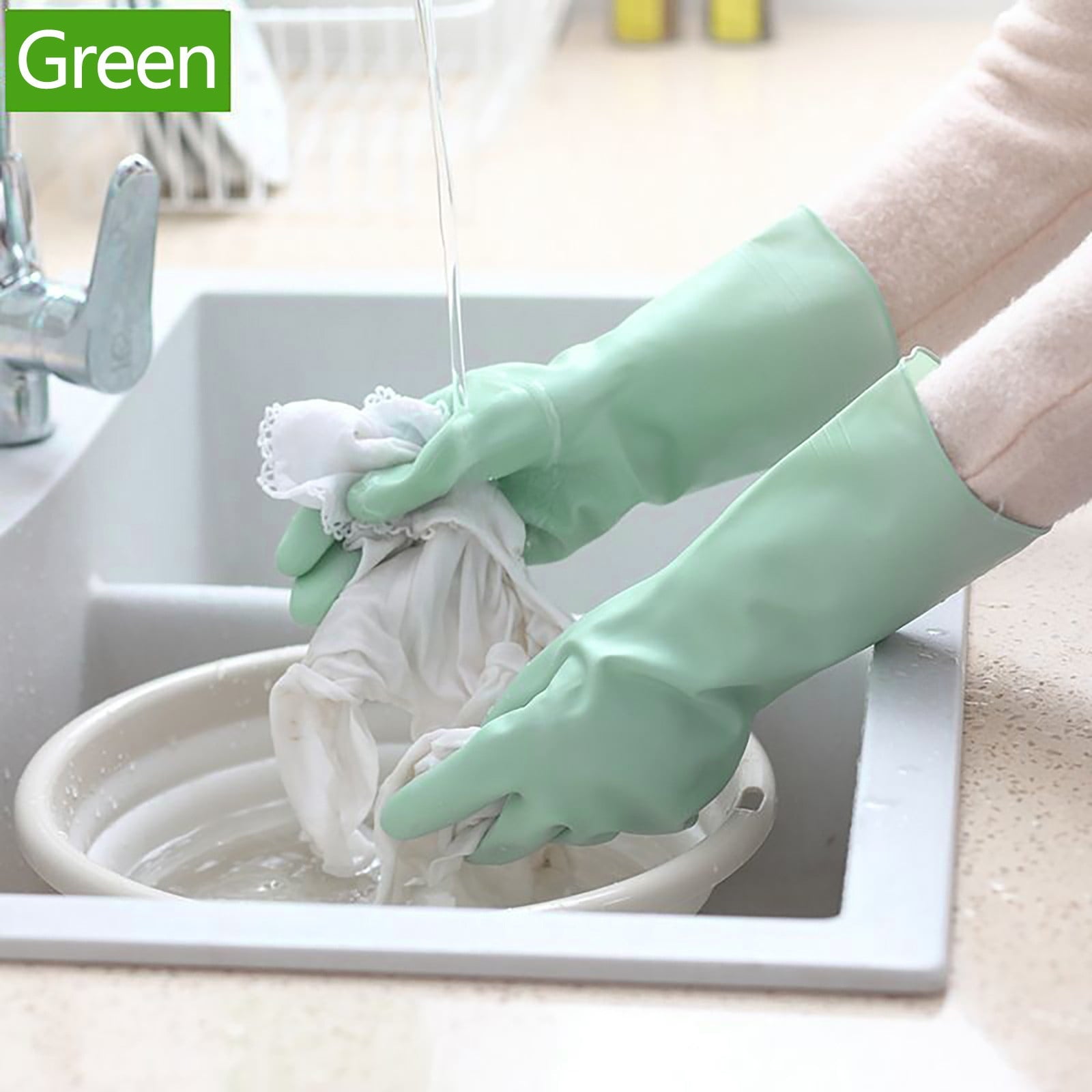 LSLJS Rubber Gloves, Cleaning Gloves, Dishwashing Gloves, Kitchen Gloves for Washing Dishes, Household Reusable Gloves for Cleaning, Dishwasher Safe Flower Print Dish Gloves Medium Pink On Clearance L Mint Green