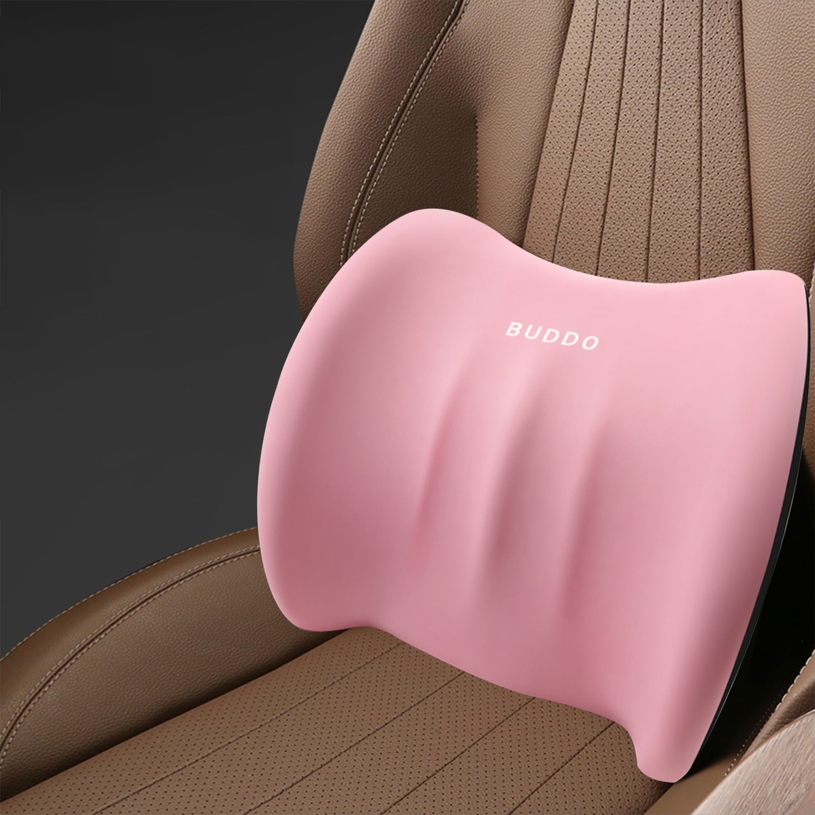 LSLJS Lumbar Cushion Memory Foam Lumbar Support Pillow for Car - Mid/Lower Back Support Cushion - for Car Seat, Office Chair, Car Lumbar Support Cute Car Pandas Lumbar Pillow Car Interior Supplies B-Pink
