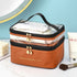Meiyuuo Makeup Bag Cosmetic Bag Travelling Double Layer Make Up Bag Organizer Medium Case for Women Girls Reusable Toiletry Bags(Blue) Brown