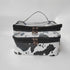 Meiyuuo Makeup Bag Cosmetic Bag Travelling Double Layer Make Up Bag Organizer Medium Case for Women Girls Reusable Toiletry Bags(Blue) Cow Print