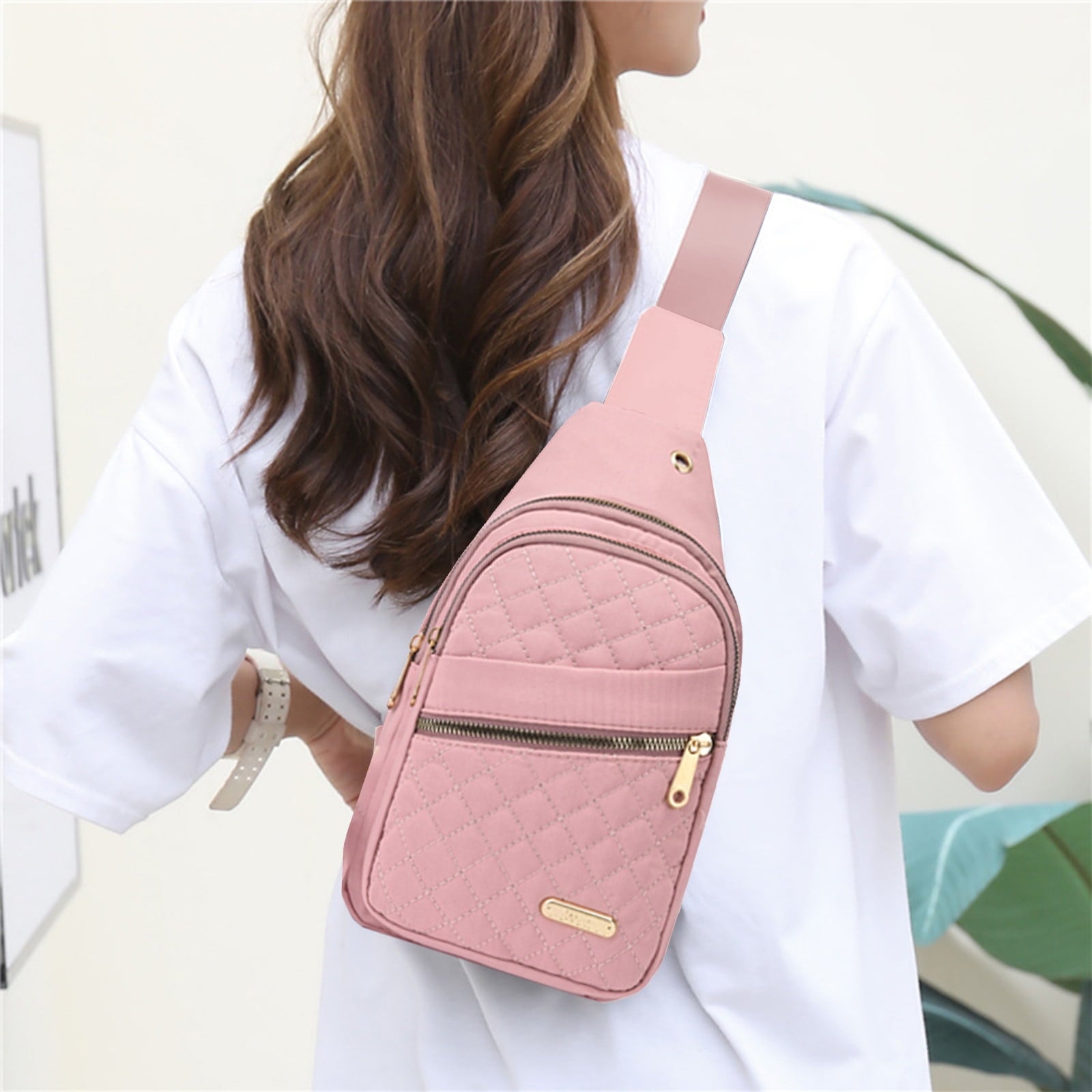 Suncoda Sling Bag for Women, Crossbody Sling Backpack Small Sling Bag Multipurpose Crossbody Shoulder Bag Travel Hiking Backpack, Sling Bag for Men #1-Pink