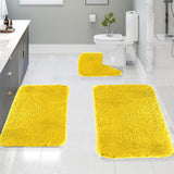 Under $5 Tyidzon Bathroom Rugs Solid Color Bath Mats 3 Set Bath Mats for bathroom Toilet Mats Universal Soft Comfortable Water Absorption Non-Slip Thick Machine Washable Easier to Dry AYellow