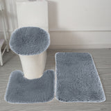 Under $5 Tyidzon Bathroom Rugs Solid Color Bath Mats 3 Set Bath Mats for bathroom Toilet Mats Universal Soft Comfortable Water Absorption Non-Slip Thick Machine Washable Easier to Dry BDark Gray 1