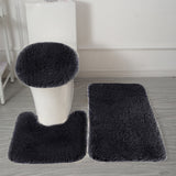 Under $5 Tyidzon Bathroom Rugs Solid Color Bath Mats 3 Set Bath Mats for bathroom Toilet Mats Universal Soft Comfortable Water Absorption Non-Slip Thick Machine Washable Easier to Dry Black 1