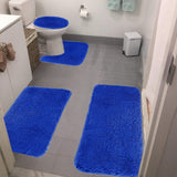 Under $5 Tyidzon Bathroom Rugs Solid Color Bath Mats 3 Set Bath Mats for bathroom Toilet Mats Universal Soft Comfortable Water Absorption Non-Slip Thick Machine Washable Easier to Dry Blue 2