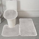 Under $5 Tyidzon Bathroom Rugs Solid Color Bath Mats 3 Set Bath Mats for bathroom Toilet Mats Universal Soft Comfortable Water Absorption Non-Slip Thick Machine Washable Easier to Dry Gray 1