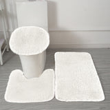 Under $5 Tyidzon Bathroom Rugs Solid Color Bath Mats 3 Set Bath Mats for bathroom Toilet Mats Universal Soft Comfortable Water Absorption Non-Slip Thick Machine Washable Easier to Dry White 1