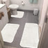 Under $5 Tyidzon Bathroom Rugs Solid Color Bath Mats 3 Set Bath Mats for bathroom Toilet Mats Universal Soft Comfortable Water Absorption Non-Slip Thick Machine Washable Easier to Dry White 2
