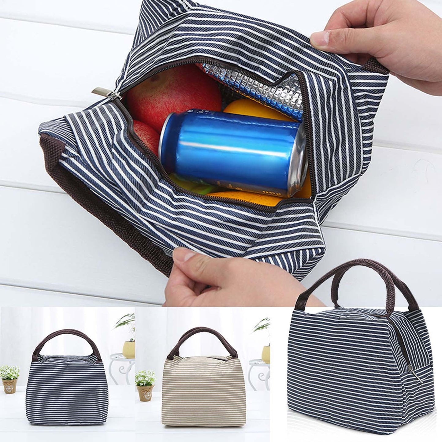 Under $1 Tyidzon Lunch Box Lunch Bag For Women Insulated Lunch Bag Reusable Tote Cooler Bag Lunchbox Suitable for Work, Travel, Outdoor Brown