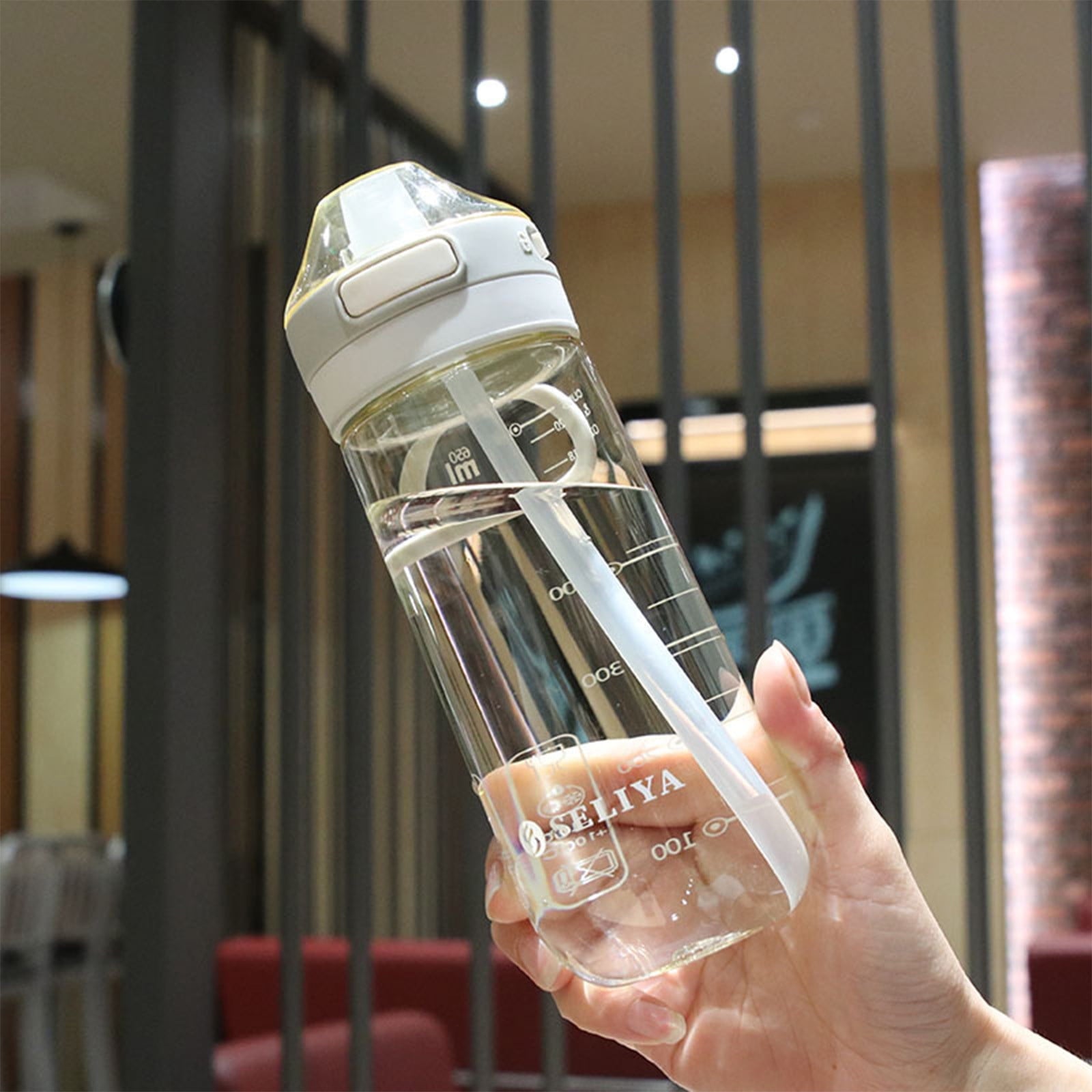 Tyidzon Straw Water Bottle, Water Bottle Cup for Kids/Toddlers Ages 3+ Spill Proof Leak Proof, Water Bottles Great for School Sports Daycare & Camp White