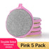 Under $1 Tyidzon Sponges Kitchen Multi-Purpose,5Pc Non-Scratch Sponges for Cleaning, Along with Heavy Duty Scrubbing Power - Reusable Double-Sided Dish Sponge for Dishes, Pots and Pans Pink