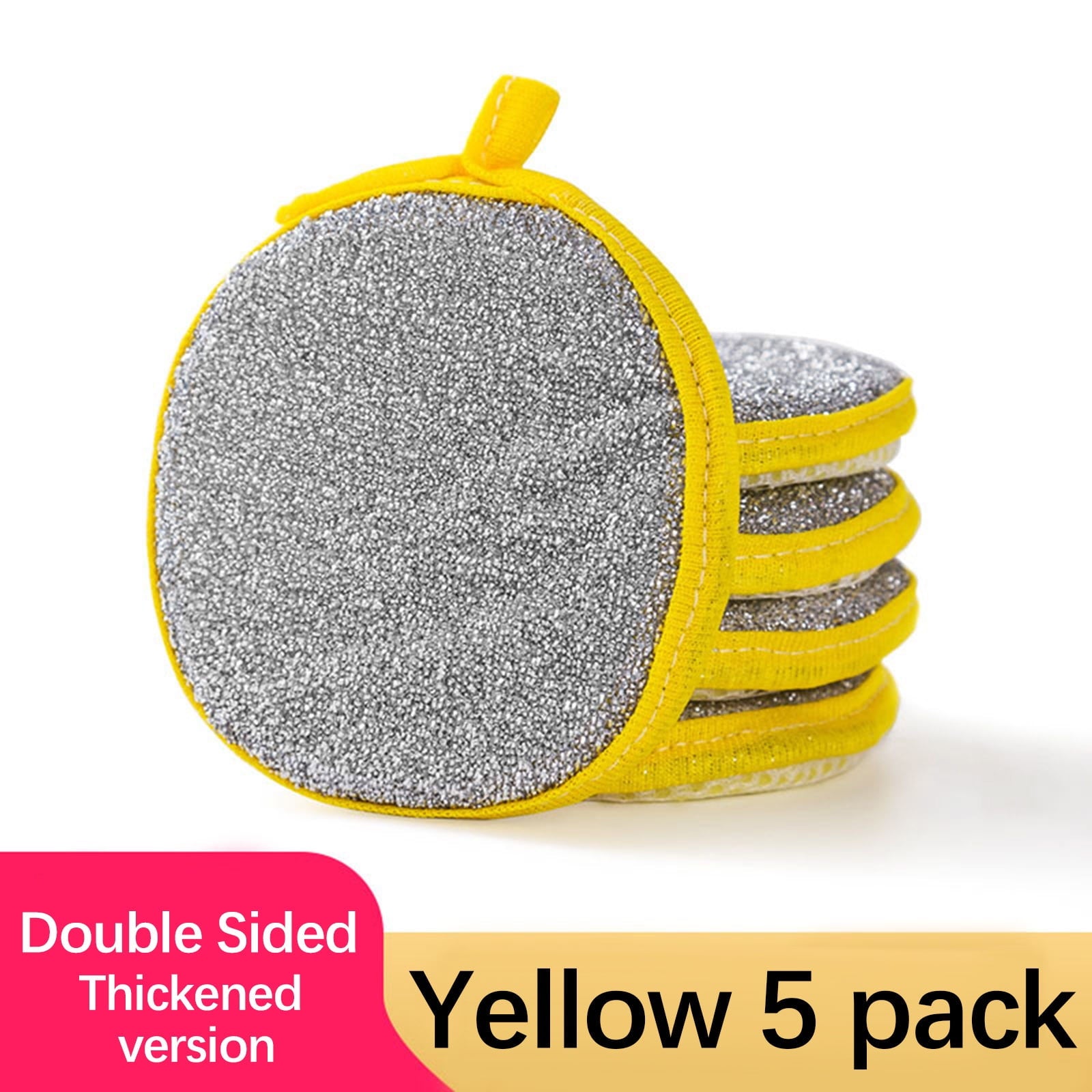 Under $1 Tyidzon Sponges Kitchen Multi-Purpose,5Pc Non-Scratch Sponges for Cleaning, Along with Heavy Duty Scrubbing Power - Reusable Double-Sided Dish Sponge for Dishes, Pots and Pans Yellow