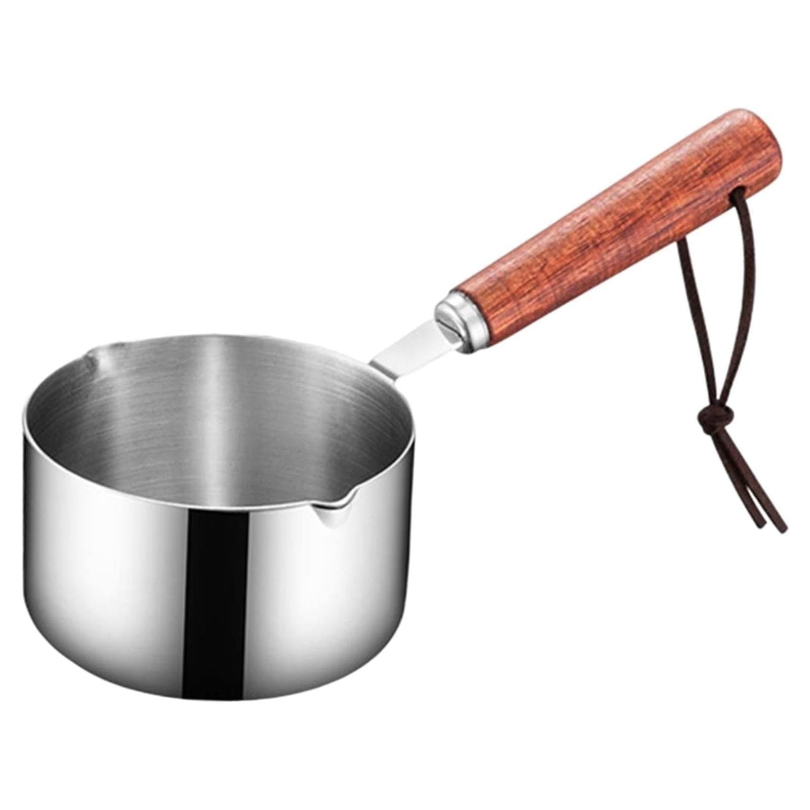 Bakeware Clearance! JWDX Oil Pouring Pot 80Ml, Stainless Steel Pan Mini Milk Warmer Pot Soup Pan with Wooden Handle Small Saucepan for Butter Warmer Heating Milk Cooking A
