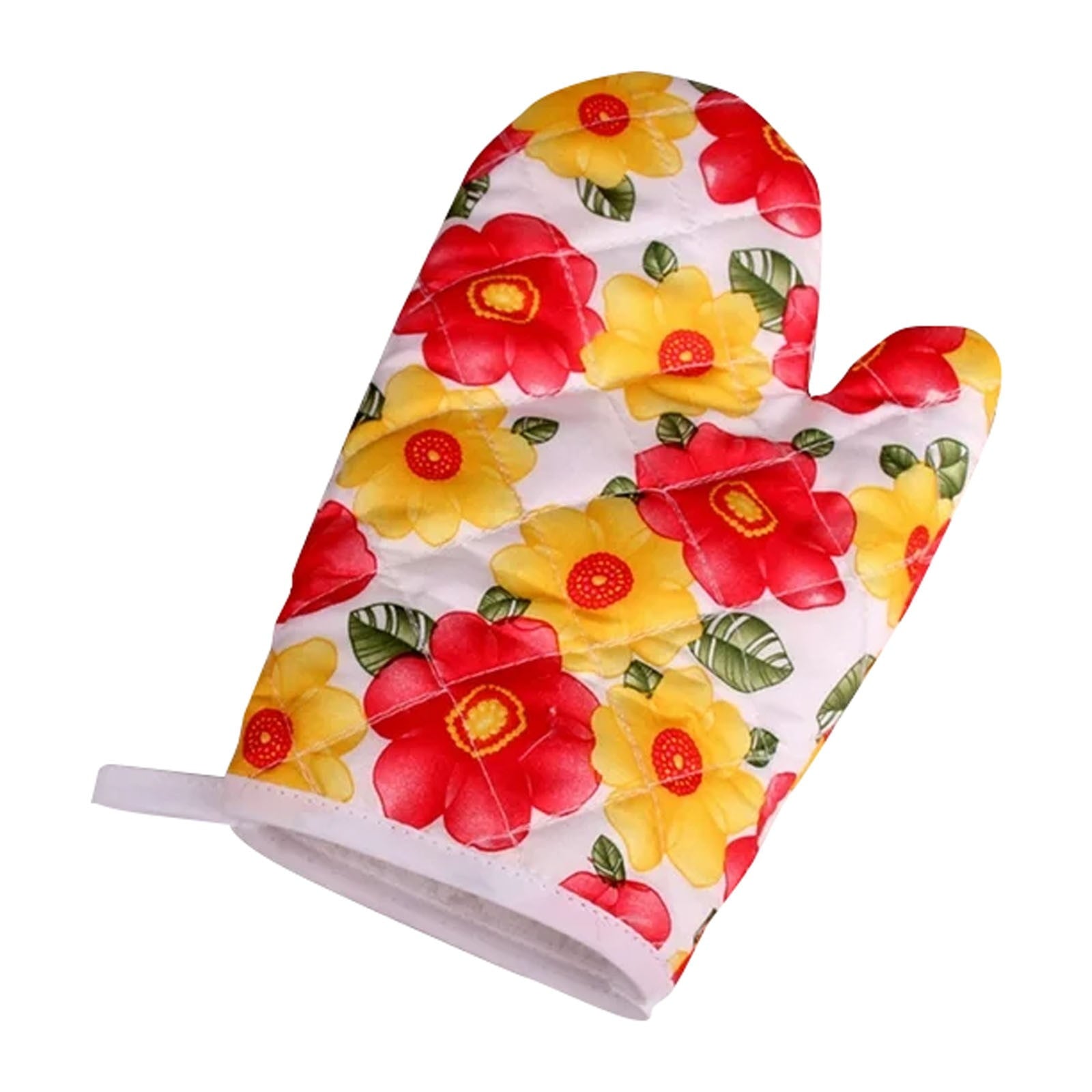 Oven Mitts Clearance! JWDX Baking Oven Gloves Sunflower on White Background, Oven Oven Heat Oven Glove Polyester Floral Printed Pot Holder Microwave Glove Thickened Microwave Bakeware D
