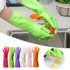 Savings, Cleaning Gloves, Eguiwyn Kid Painting Apron Sleeve, Apron Sleeve Reduced Price! 1 Pair of Gloves Gloves Gloves Washing Hand Rubber Long Cleaning Warm Gloves Kitchen Latex 3-Green2