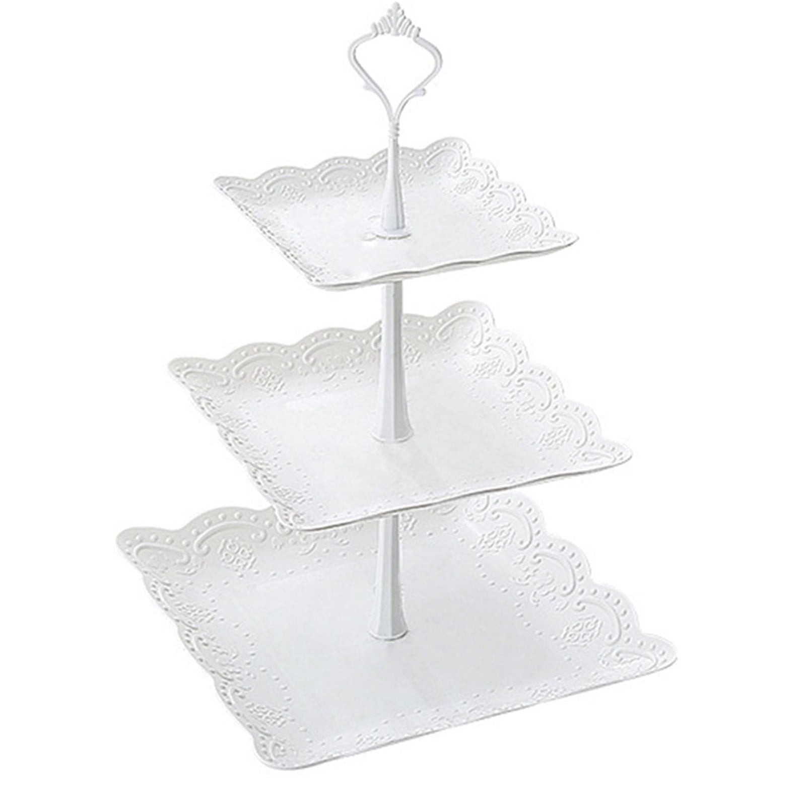 JWDX Cake Stand Clearance! Three-Tier Cake Stand, Three-Tier Fruit Plate, Afternoon Tea Plate H, Cake Stand Fruit Dried Stand Dessert Stand Dessert Fruit Stand Set Plastic Housekeeping & Organizers Z1-White