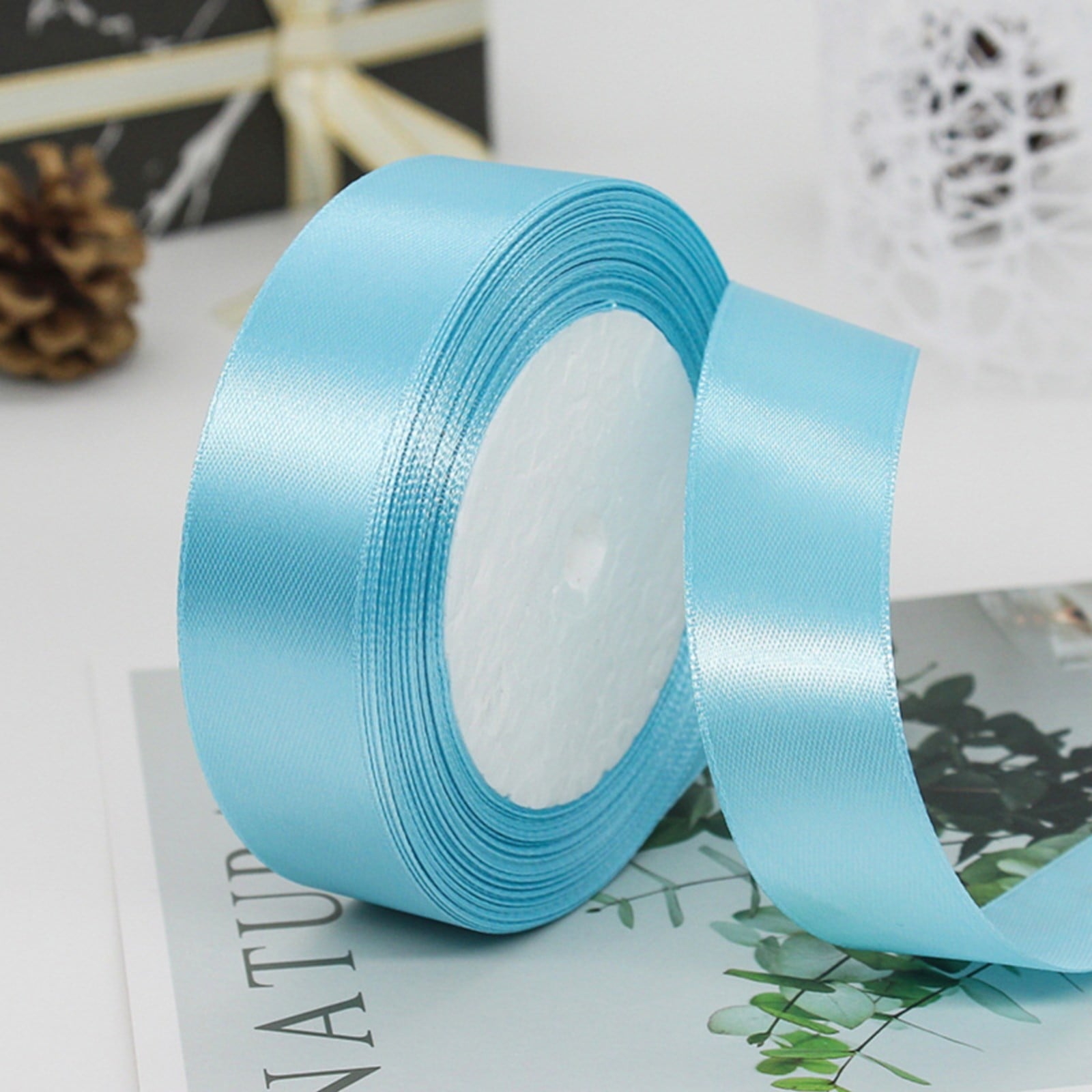 Eguiwyn Wrapping Paper with Dogs Warehouse Sale Colored Satin Ribbon Green Home Decor Packaging Case Cloth Green 3.51*3.51*1.17 Inch Sky Blue