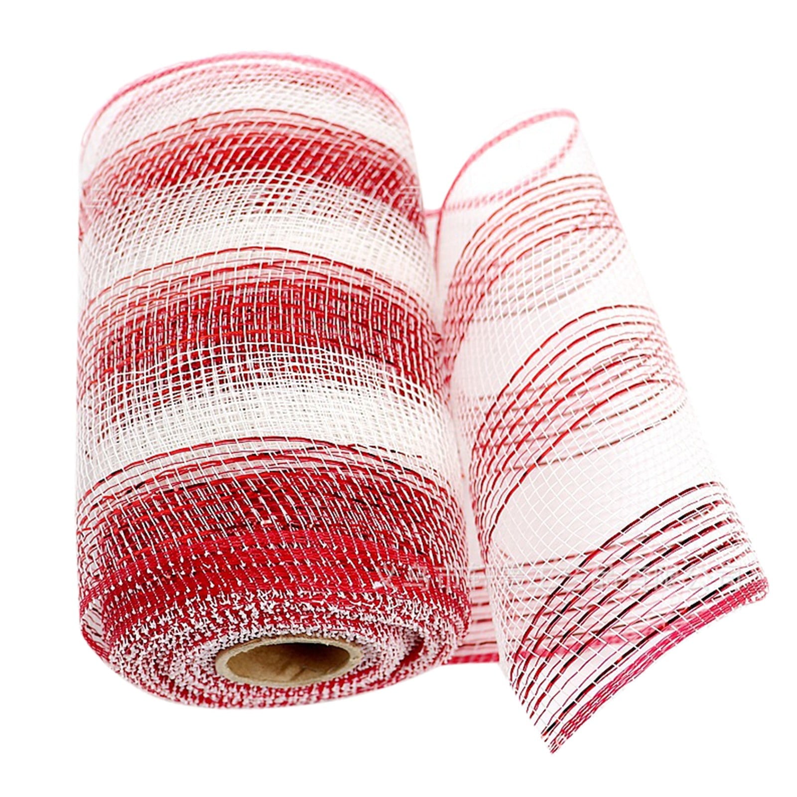 JWDX Gift Yarn Clearance, Packaging Ribbon, Poly Mesh Ribbon with Metallic Foil Each Roll for Wreaths Swags Bows Wrapping and Decorating M