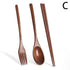 Japanese Natural Chopsticks Wooden Spoon Fork Cutlery Style Set BEST E2B9