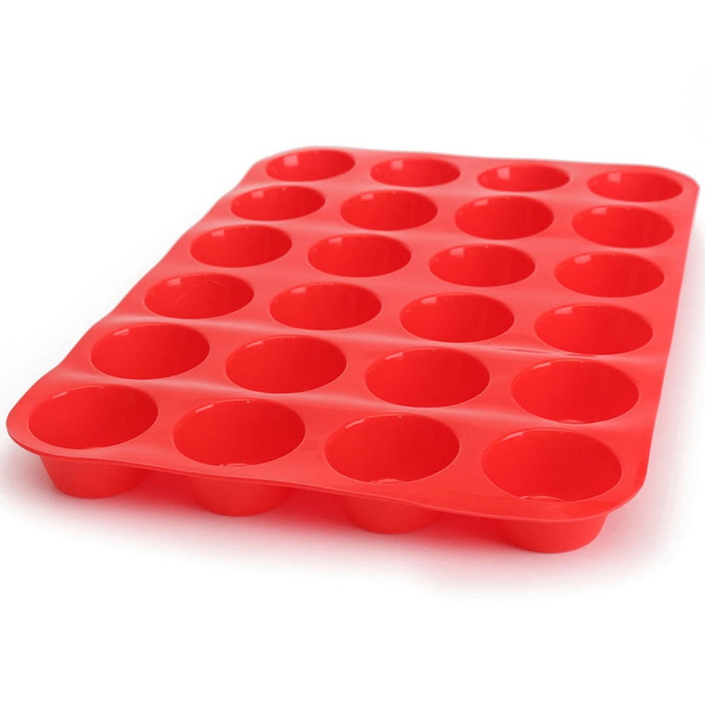 aoksee Kitchen Utensils 24 Cavity Mini Muffin Silicone Soap Cookies Cupcake Bakeware Pan Tray Mould Gift on Clearance