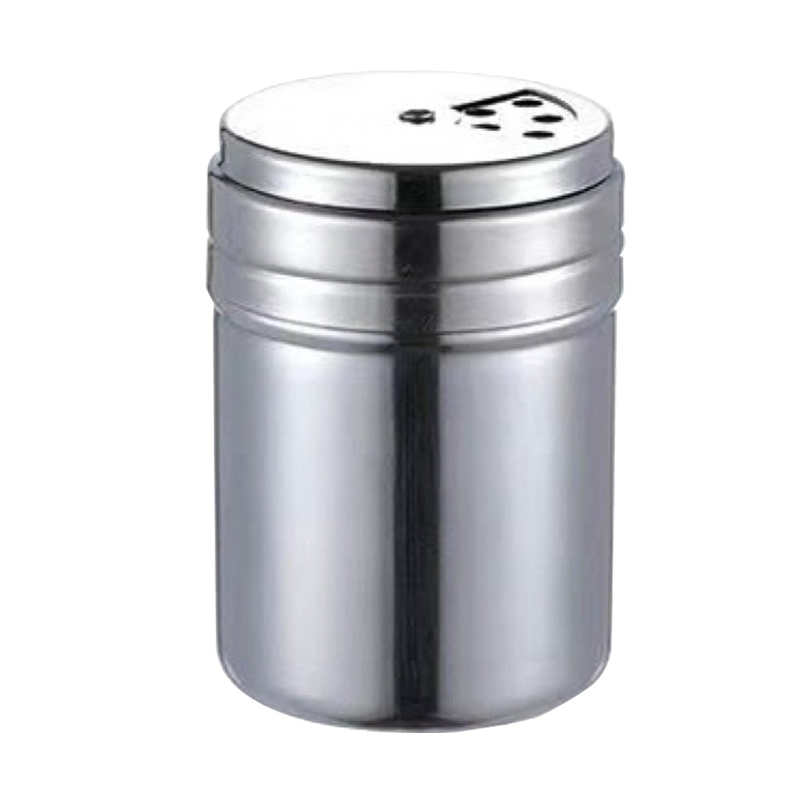 JWDX 2Pcs Salt and Pepper Shakers, Stainless Steel Shaker for Salt Powder Sugar Cinnamon Pepper, Spice Dispenser with Adjustable Pour Holes, Silver Z3-B