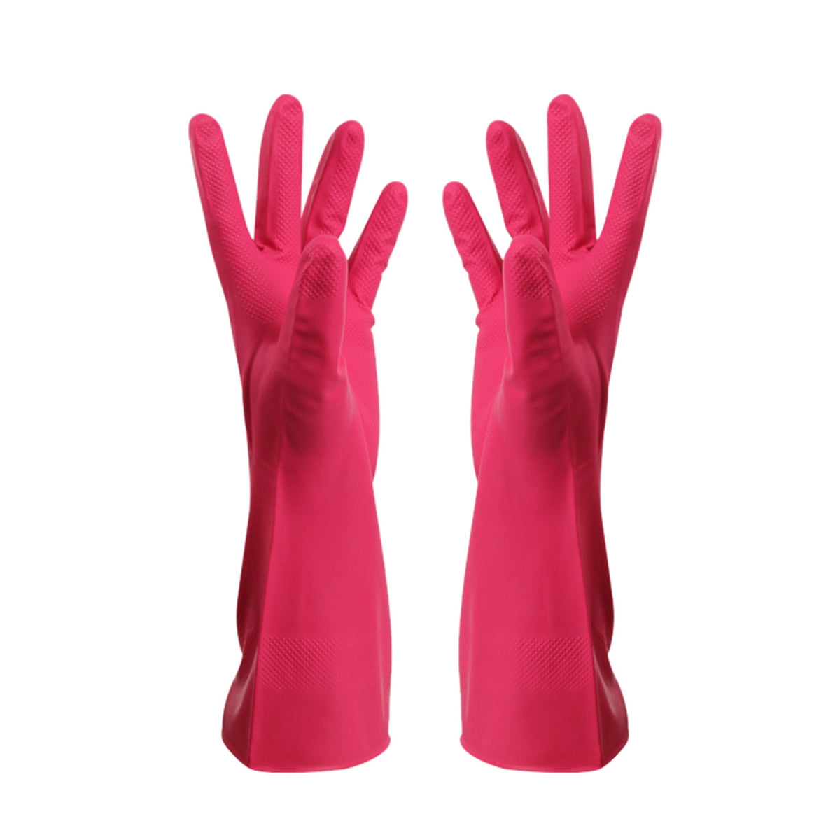 Hot pink latex cleaning gloves